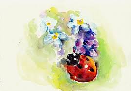 Watercolor tattoos with a black base. Ladybug Watercolor Aquarel Tattoo Model Painting Modern Insect Floral Flowers Spring Watercolor Ladybug Tattoo Lady Bug Tattoo Colorful Art
