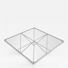 Made of black lacquered metal structure geometric base and glass top. Paolo Piva Alanda Coffee Table