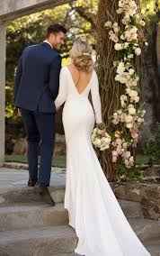 Simple And Sleek Long Sleeved Sheath Wedding Dress Long Wedding Dresses Essense Of Australia Wedding Dresses Wedding Dresses