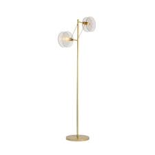 Round Panel Stand Up Light Post Modern Umber Glass 2 Light Gold Finish Floor Lamp Takeluckhome Com