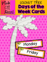Coconut Tree Days Of The Week Cards