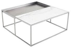The coffee table's metal frame offers durable, lasting support. Corbett Square Coffee Table Stainless Steel Coffee Table Modern White Marble Contemporary Coffee Tables By Mod Space Furniture Houzz
