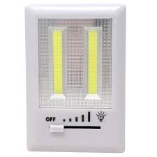 Slide Dimmer 2 Cob Cordless Switch Light Battery Operated Portable Night Light Wireless Mount In Bedroom Cabinet Shelf Hallway Garage Built In Magnets Hook Loop Fasteners White 2 Pk Walmart Com Walmart Com