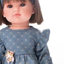 Papusa Bella, Bruneta, Par Scurt Si Rochie Albastra, 45 cm, Antonio Juan