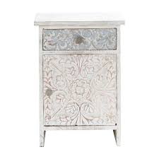 White Indian Nightstand Namaste Comodini Baule Legno Arredamento Marocchino