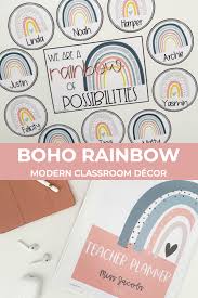 Boho Rainbow Modern Editable Classroom Decor Bundle In 2020 Classroom Decor Teacher Toolbox Labels Classroom
