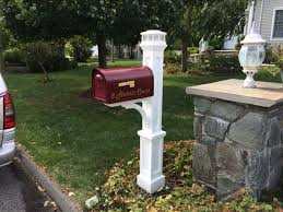 Doreen Post In White W Classic Burgandy Mailbox And Solar Light Solar Lights New Mailbox Outdoor Decor