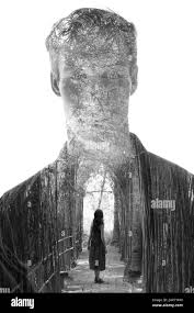 Surreal creative double exposure portrait Stock Photo - Alamy
