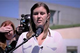 Brittany higgins speaks at the march 4 justice protest outside parliament house. Staffer Accused Of Raping Brittany Higgins In Parliament House Had History Of Security Breaches Says Scott Morrison Abc News