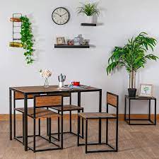 With selected environmental material, it brings you an everlasting using experience and a healthy life style. Arlo Wooden And Metal 4 Seater Dining Table Set Decornation