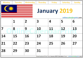 If you like our collection & want to share printable 2019 calendar then feel free to share it with friends on. January 2019 Calendar Malaysia 2019 Calendar Monthly Calendar Template Calendar