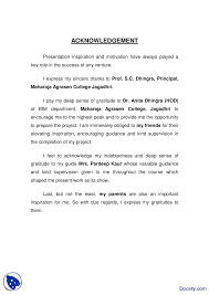 Remember to always keep your acknowledgements to a maximum of a page. Acknowledgement Example 1 Writing Reports Handout Docsity