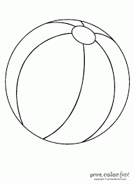 This beach ball coloring page features a picture of a large beach ball to color. Beach Ball Print Color Fun