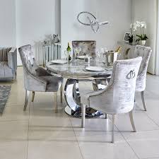 Oracle 130cm Round Grey Marble Dining Table 4 Parker Grey Velvet Knocker Chairs Dining Table Marble Round Dining Room Dining Room Table Marble