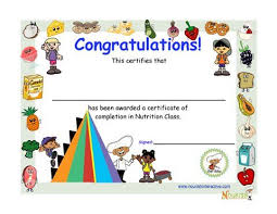 Certificate Of Completion In Nutrition Education Class For Kids Nutrition Classes Healthy Kids Nutrition Education