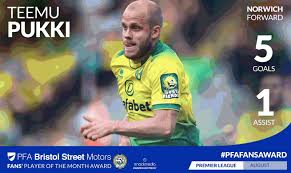 Awesome football teemu pukki goat norwich city. Teemu Pukki Wins Premier League Pfa Fans Player Of The Month Award