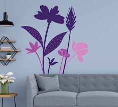 Transparent removable & reusable top quality pvc stickers suitable for any colour walls & windows stickers can be reapplied and removed without damaging the wall. Cute Purple Flowers Sticker For Living Room Tenstickers