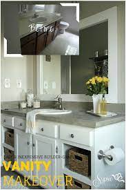 old builder grade bathroom vanity makeover plus tutorial sypsie designs bathroom vanity makeover vanity makeover diy bathroom vanity