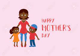 These dark skin tone girls are just adorable. Happy Mother S Day Lettering With African American Mom And Children Royalty Free Cliparts Vectors And Stock Illustration Image 147756430