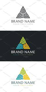 Logo design element with business card template. Abstract Chained Triangle Logo Online Logo Design Triangle Logo Design With Letters