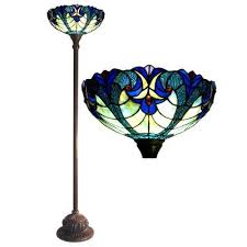 Victorian Torchiere Floor Lamp In Blue Shade Tiffany Style Lamp Tiffany Style Tiffany Style Lighting