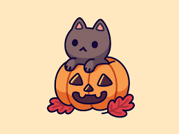 A drawing of a cartoon halloween pumpkin with classic scary face carved into it. Pumpkin Kitty Cute Halloween Drawings Cute Little Drawings Cute Cartoon Drawings