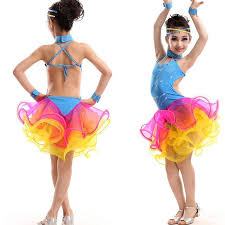 Children Latin Rumba Tango Dance Dress Kids Blue Yellow Sleeveless Multiply Hemline Stage Dress Adults Mo Modern Dance Costume Tango Dance Dress Tango Costumes