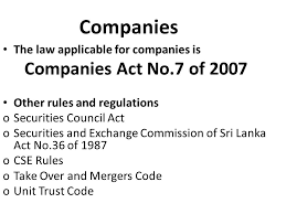 14 december 1973) _____ arrangement of sections. Incorporation Related Matters Companies The Law Applicable For Companies Is Companies Act No 7 Of 2007 Other Rules And Regulations Osecurities Council Ppt Download