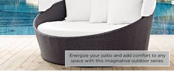 Simply extend the one piece steel frame, attach the canopy top, adjust the legs and you're all set. Amazon Com Modway Siesta Wicker Rattan Outdoor Patio Canopy Daybed In Espresso White Patio Furniture Cushions Garden Outdoor