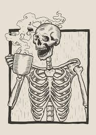 Skeleton Linocut Drink Coffee Skeleton Art Skeleton Drawings Skull Art