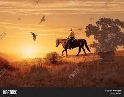 Vegas vic is a neon sign portraying a cowboy which was erected on the exterior of the pioneer club in las vegas, nevada, usa in 1951. Cowboy Riding His Image Photo Free Trial Bigstock