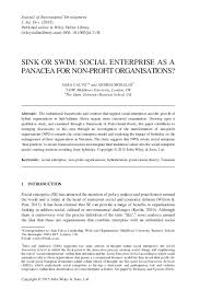 SINK OR SWIM: SOCIAL ENTERPRISE AS A PANACEA FOR NON-PROFIT ORGANISATIONS?