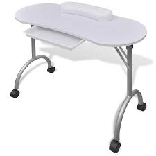 White Folding Table For Manicure With Wheels White Lovdock Com Manicure Table Folding Table Commercial Furniture