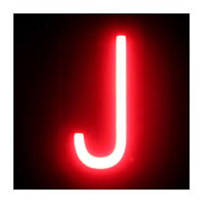 letter led neon j width 74mm height 161mm depth 38mm