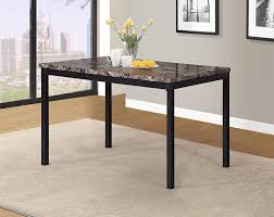 Dining table with clear tempered glass top, 3 chrome legs round table for 2 or 4 person, modern round glass kitchen table furniture for home office kitchen dining room (w 35.4 x l 35.4 x h 29.5 inch) 4.5 out of 5 stars. Amazon Com Roundhill Furniture Noyes Metal Dining Table With Laminated Faux Marble Top Tables
