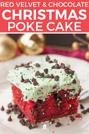 Celebrate christmas with a red and green holiday poke cake! Christmas Red Velvet Chocolate Poke Cake The American Patriette
