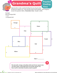 Practice Finding Area 7 Grandma S Quilt Finding Area Area Worksheets Education Math