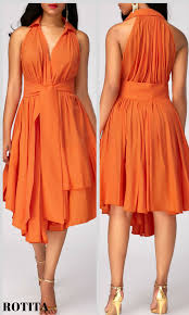Asymmetric Hem High Waist Layered Orange Dress From Parties And Formal Dinners To Work Events And Casual Summer Afternoons Orange Dress Fashion Event Dresses