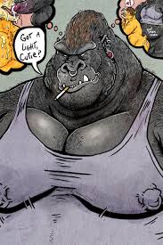 FurryBooru - anal anal penetration anthro ape bear big dom small sub  cigarette cum dialogue dramamine ear piercing facial piercing gorilla hi  res male male/male mammal musclegut muscular pecs penetration penis piercing