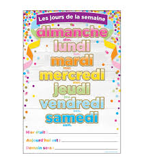 French Immersion Chart Confetti Days Of The Week 10pk