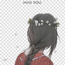 We're here to appreciate cute girls with long hair. Woman Facing Back Illustration Drawing Anime Girl Flower Illustration Long Hair Girl Background Transparent Background Png Clipart Hiclipart