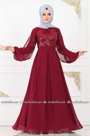 Modaselvim Abiye Pullu Sifon Abiye Ech7313 Bordo Elbise Elbiseler Kiyafet