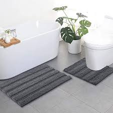 Our soft, spongy bath mats offer a unique, personal accent to your bathroom. Buy Nicetown Grey Bathroom Rugs Contour Rug Sets Extra Thick Bath Mats Anti Slip Soft Plush Chenille Shaggy Bath Mats Water Absorbent Floor Carpets 20 X 32 Plus 24 X 24 U Online