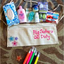 Big Sister Shower Gift Saw This Idea Online And Made It Myself A Diaper Changing Belt With All The Accesso Big Sister Kit Big Sister Gifts New Baby Products