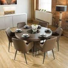 Find your perfect dining table set at our discount prices. Quatropi Large Elm Dining Set Round 1 4 Table 6 Brown Carver Chairs Large Round Dining Table Large Square Dining Table Square Dining Tables