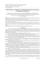 Lgbt malaysians are often seen as immoral and treated as deviants and criminals. Pdf Lgbt Nature Or Ideology Sharing The Experience Of A Former Practitioner In Malaysia