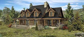Simple single floor log cabin with wrap around porch. Custom Log Timber Frame Hybrid Home Floor Plans By Wisconsin Log Homes