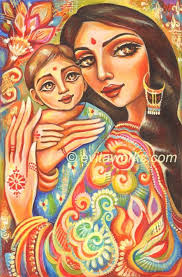 Mother Child Art Motherhood Art Mothers Love Goddess Painting Indian Woman Nursery Art Mother Son Feminine Decor Print Mother And Child Painting Art Mother And Child