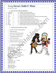 Her hair reminds me of a warm safe place. Song Sweet Child O Mine Guns N Roses Esl Worksheet By Manuellei