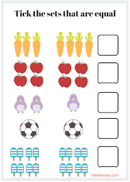 Worksheet Tick The Equal Sets Math Sheets Math Activities Preschool Counting Objects